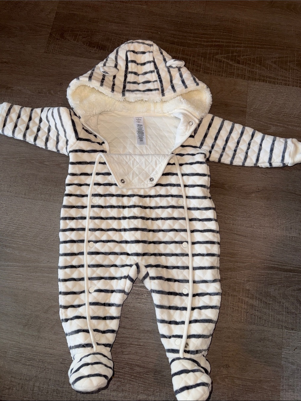 Nordstrom Baby Striped Quilted Fleece-Lined Winter Snowsuit Bunting (3-6M)